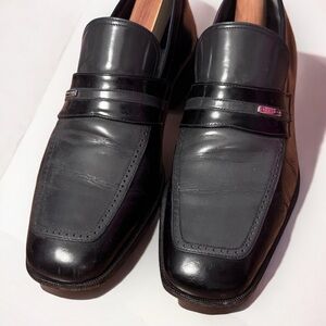 Moreschi Men’s Black Leather Loafers business formal sz 9 made in Italy